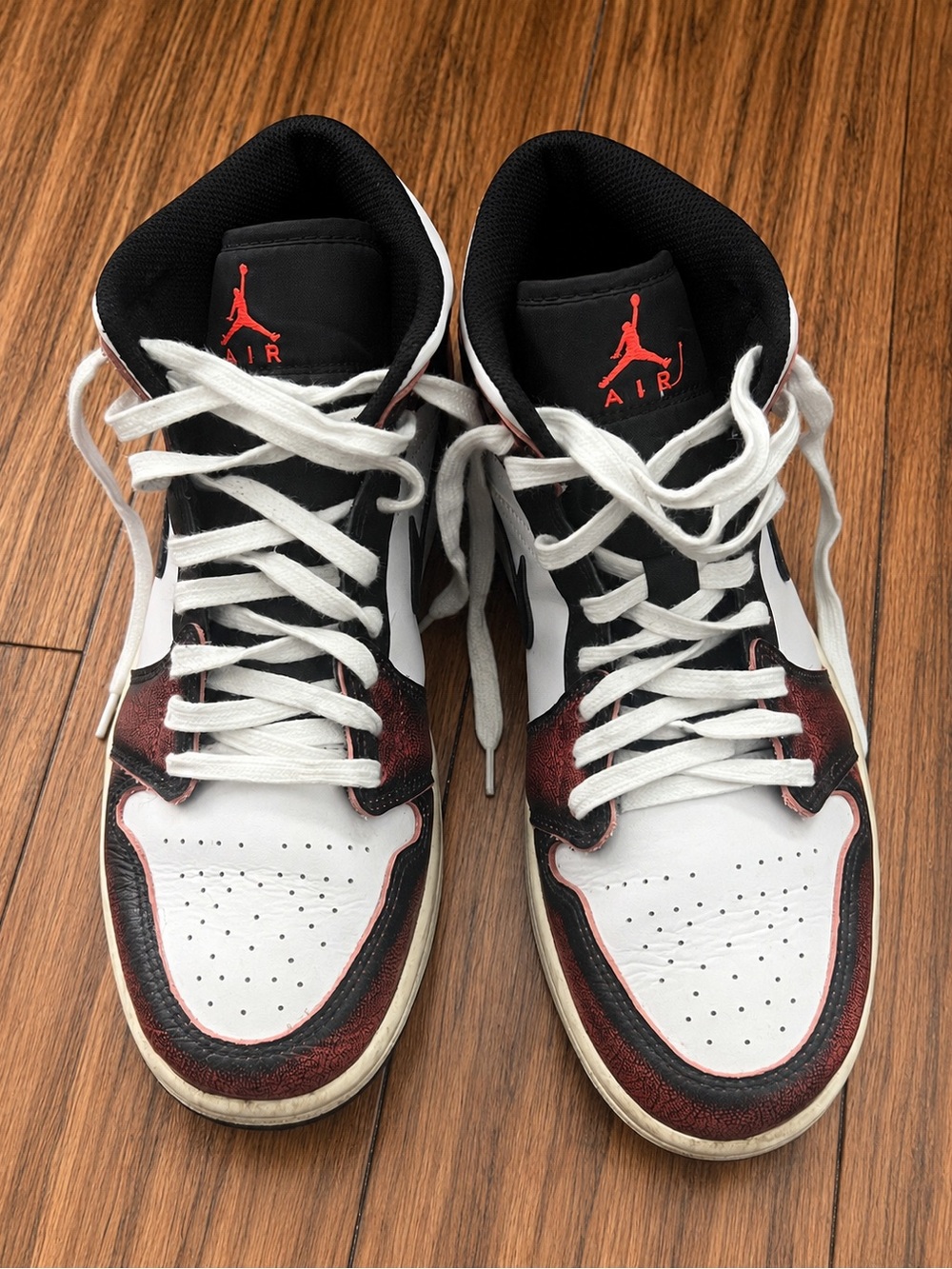Jordan Men's High-Top Sneakers in White, Black & Red